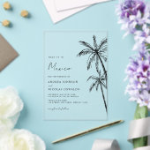 Invitations En Acrylique Palm Tree Sketch Voyage Plage Destination Mariage (Insitu (Mariage))