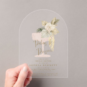 Invitations En Acrylique Palmes et Fête des mariées de poursuites