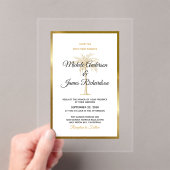 Invitations En Acrylique Palmier d'or tropical Mariage de plage élégant (In situ (ordinateur de poche))