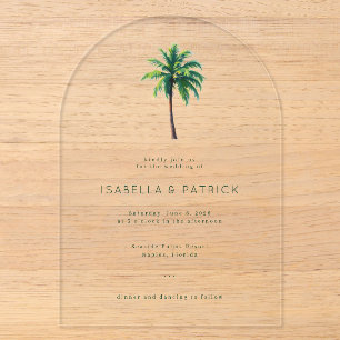 Invitations En Acrylique Palmier vert calme