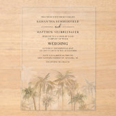 Invitations En Acrylique Palmiers Plage tropicale Mariage (Recto)