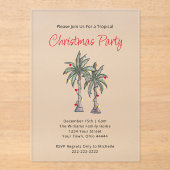 Invitations En Acrylique Palmiers tropicaux Plage Fête de Noël (Recto)
