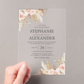 Invitations En Acrylique Pampas Grass rose Mariage Floral (In situ (ordinateur de poche))