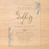 Invitations En Acrylique Pampas Grass Terme Calligraphie Exotique Mariage (Recto)
