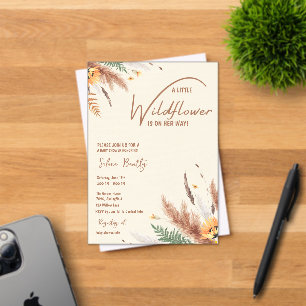 Invitations En Acrylique Pampas Grass Un Petit Fleur sauvage Baby Girl Douc