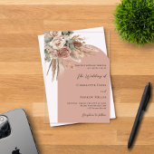 Invitations En Acrylique Pampas rose beige taupe arceau mariage clair