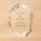 Invitations En Acrylique Pampas séché Palm Feuilles mariage Enregistrer la  (Recto)