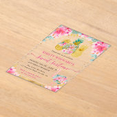Invitations En Acrylique Pamplemousses roses et or et Flamant Rose pour un  (Poser)