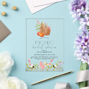 Invitations En Acrylique Panier de pique-nique dans le parc Floral Shower d