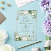 Invitations En Acrylique Papillon de la couronne verte Silver Quinceañera (Insitu (Mariage))