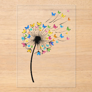 Invitations En Acrylique Papillon de pissenlit en vol