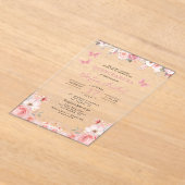 Invitations En Acrylique Papillon floral rose rose pâle Quinceañera (Poser)
