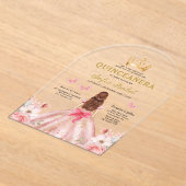 Invitations En Acrylique Papillon floral rose rose pâle Quinceañera (Poser)