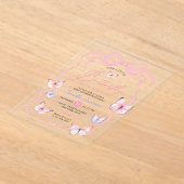 Invitations En Acrylique Papillon papillon rose pourpre Baby shower fille (Poser)