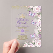 Invitations En Acrylique Papillon Quinceañera 15 Anos Purple Couronne Flora (In situ (ordinateur de poche))