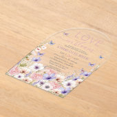 Invitations En Acrylique Papillons de fleurs sauvages roses violettes Amour (Poser)