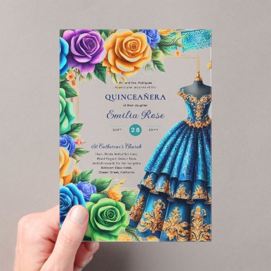 Invitations En Acrylique Papillons Fiesta Quince en plastique transparent b (In situ (ordinateur de poche))