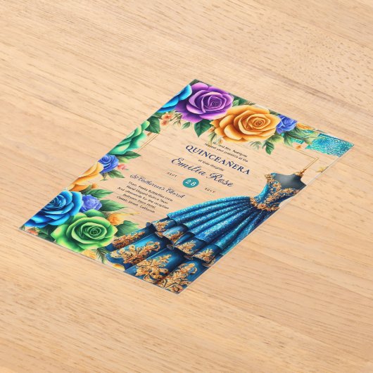 Invitations En Acrylique Papillons Fiesta Quince en plastique transparent b (Poser)