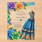 Invitations En Acrylique Papillons Fiesta Quince en plastique transparent b (Recto)