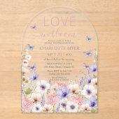 Invitations En Acrylique Papillons Fleurs sauvages rose pourpre Amour en fl (Recto)