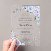 Invitations En Acrylique Papillons floraux bleu pourpre Quinceañera (In situ (ordinateur de poche))