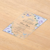 Invitations En Acrylique Papillons floraux bleu pourpre Quinceañera (Poser)