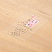 Invitations En Acrylique Paris Cafe  Pink Striped Brunch and Bubbly (Poser)