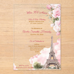 Invitations En Acrylique Paris Quinceañera