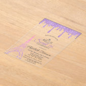Invitations En Acrylique Paris Tour Eiffel, Lecteurs Violet Doux 16 (Poser)
