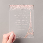 Invitations En Acrylique Paris Tour Eiffel Rose Mariage Parties scintillant (In situ (ordinateur de poche))