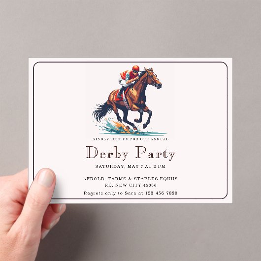 Invitations En Acrylique Parti Derby du cheval de course moderne (In situ (ordinateur de poche))