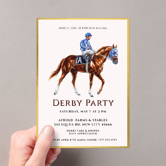 Invitations En Acrylique Parti Derby du cheval de course moderne (In situ (ordinateur de poche))