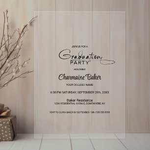 Invitations En Acrylique Parti minimaliste moderne de graduation