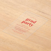 Invitations En Acrylique Parti moderne Red tendance Graduation (Poser)