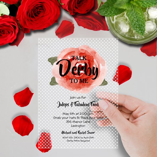 Invitations En Acrylique Parti Red Rose Derby