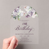 Invitations En Acrylique PARTI SURPRISE 18e anniversaire Arc floral violet (In situ (ordinateur de poche))