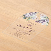 Invitations En Acrylique PARTI SURPRISE 19e anniversaire Arc floral violet (Poser)