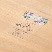 Invitations En Acrylique PARTI SURPRISE 25e anniversaire Purple Lilac Flora (Poser)