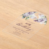 Invitations En Acrylique PARTI SURPRISE 60e anniversaire Arc floral violet (Poser)