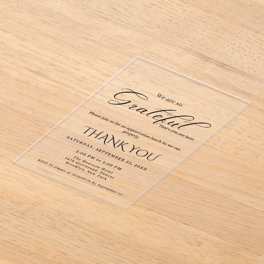 Invitations En Acrylique Partie d'appréciation de script moderne, partie de (Poser)