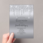 Invitations En Acrylique Parties scintillant à goutte d'argent Glam Quincea (In situ (ordinateur de poche))