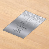 Invitations En Acrylique Parties scintillant à goutte d'argent Glam Quincea (Poser)