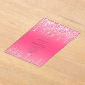 Invitations En Acrylique Parties scintillant à goutte rose fille tendance Q (Poser)