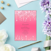 Invitations En Acrylique Parties scintillant à goutte rose fille tendance Q (Insitu (Mariage))