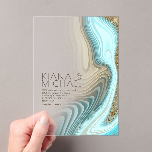 Invitations En Acrylique Parties scintillant Abstraite Strata Mariage ID903 (In situ (ordinateur de poche))