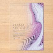 Invitations En Acrylique Parties scintillant Abstraite Strata Mariage Lilac (Recto)