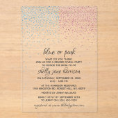 Invitations En Acrylique Parties scintillant bleue et rose Confetti Genre R (Recto)