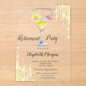 Invitations En Acrylique Parties scintillant, Cocktail, Retraite d'or (Recto)