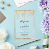 Invitations En Acrylique Parties scintillant de luxe en or noir Mariage gou (Insitu (Mariage))