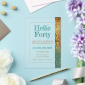 Invitations En Acrylique Parties scintillant d'or fête de 40e anniversaire (Insitu (Mariage))